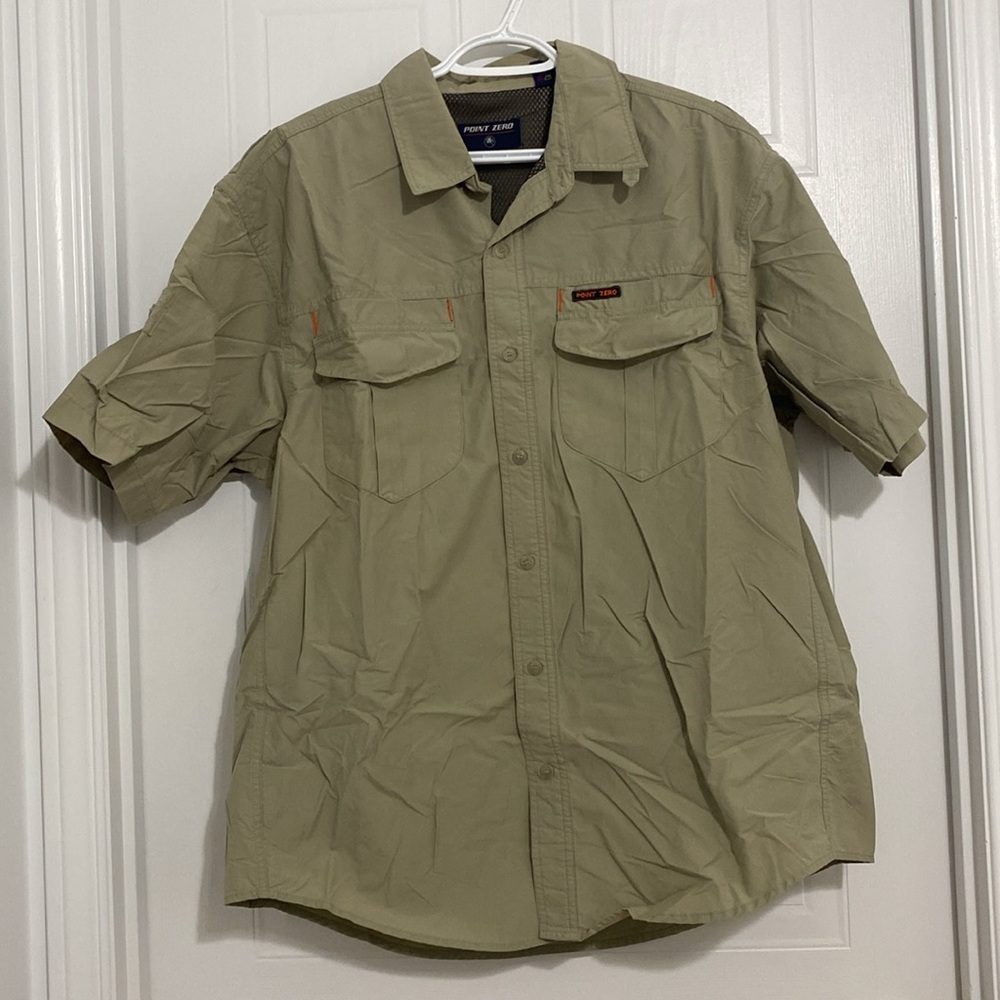 Point Zero Men’s Short Sleeve Button Up Safari Shirt Size XL  ( 58 A)
